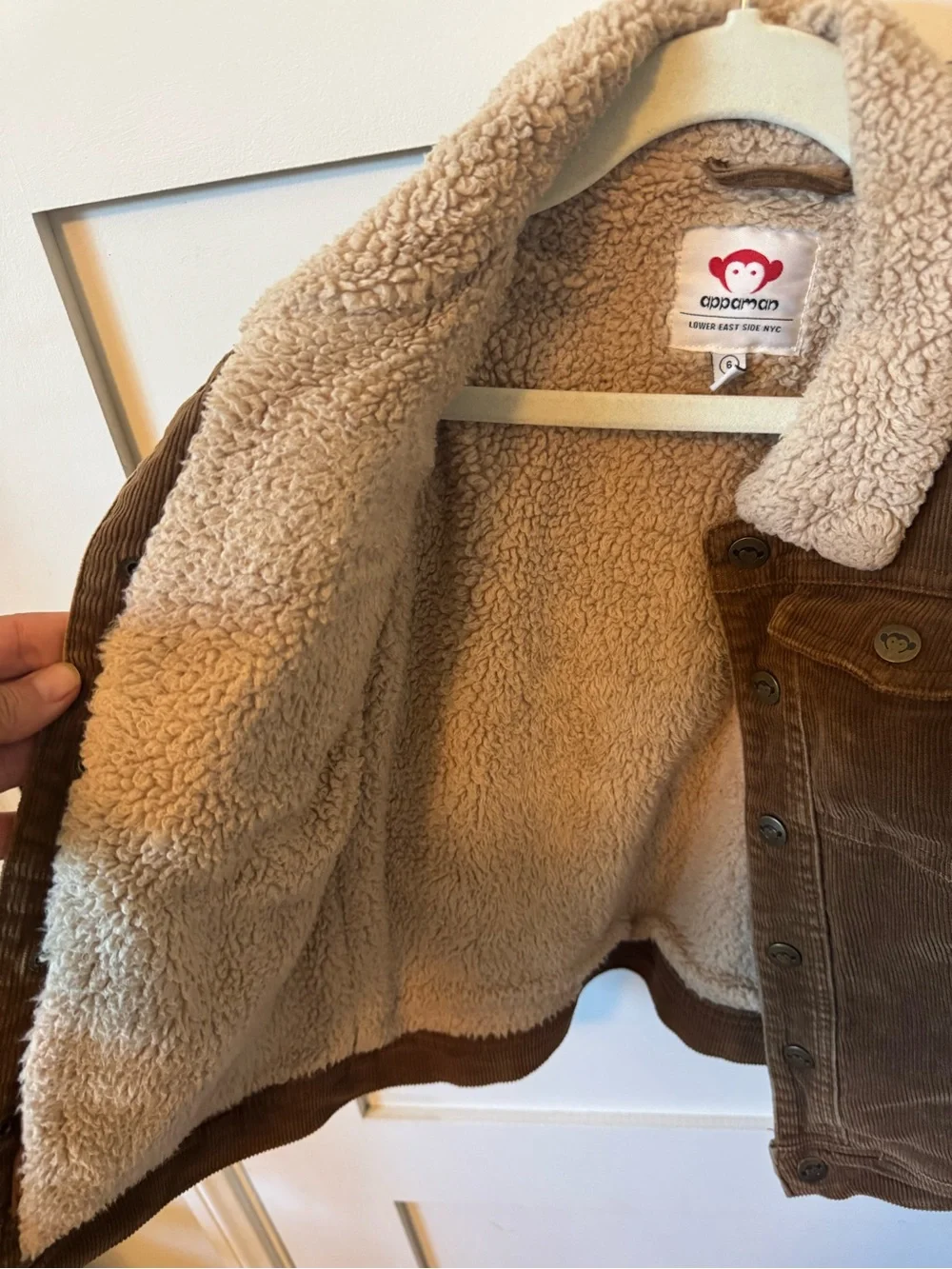 Appaman Brown Corduroy Jacket with Cream Sherpa Trim